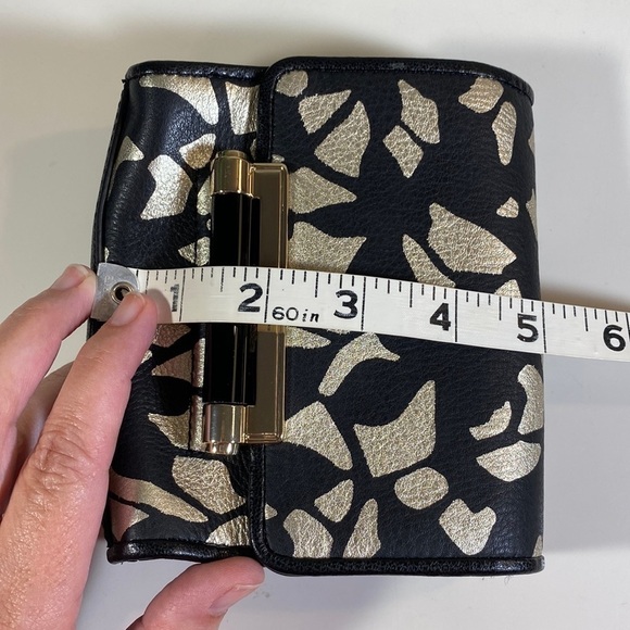 Dianne Von Furstenberg Mini Crossbody Leather Bag Glam Black Champagne and Gold - Picture 10 of 12